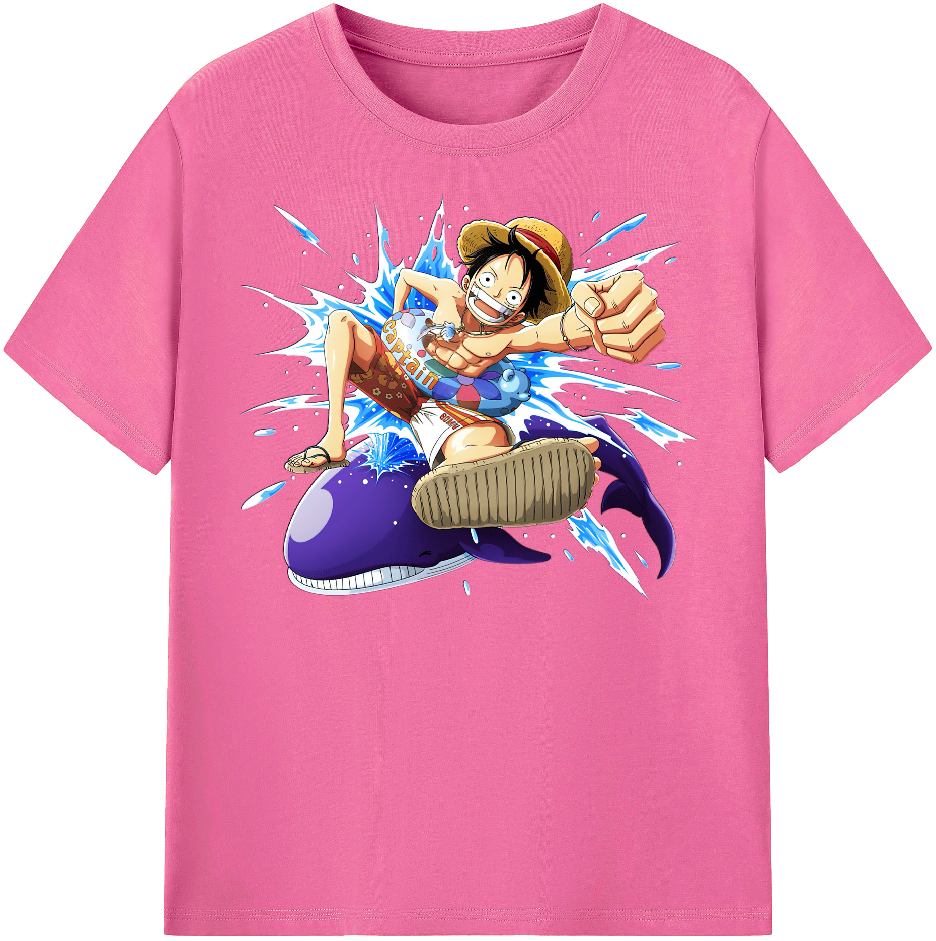 ワンピース モンキー・D・ルフィ ONE PIECE Monkey D. Luffy レディースカジュアルプリントTシャツ（綿100％）